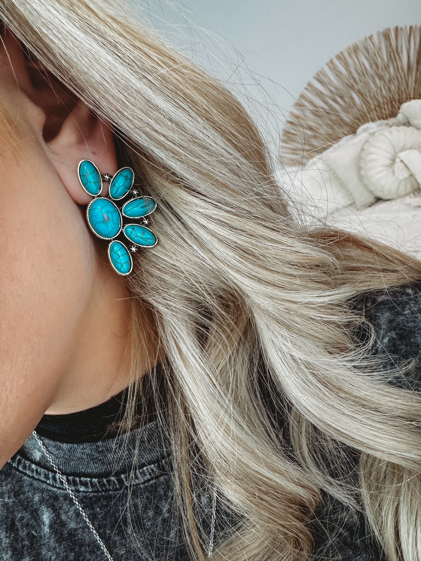 Turquoise Cluster Stud Earrings