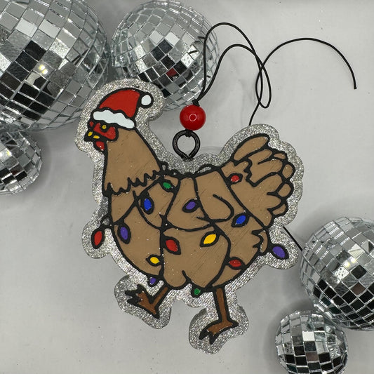 Chicken with Christmas Lights Freshie